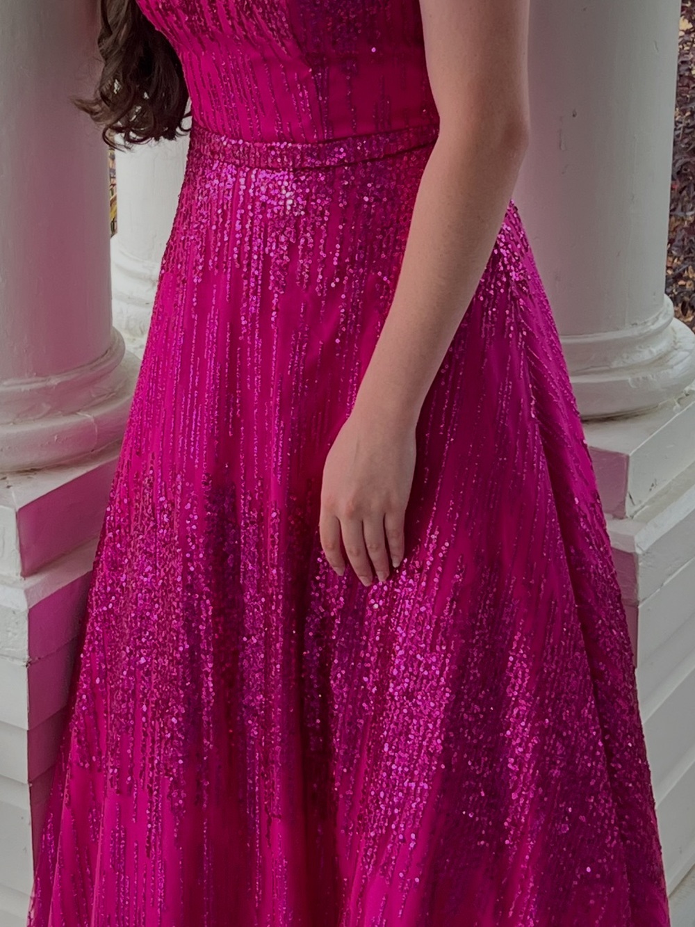 Madison James Hot Pink Sequin Strap Detail Dress